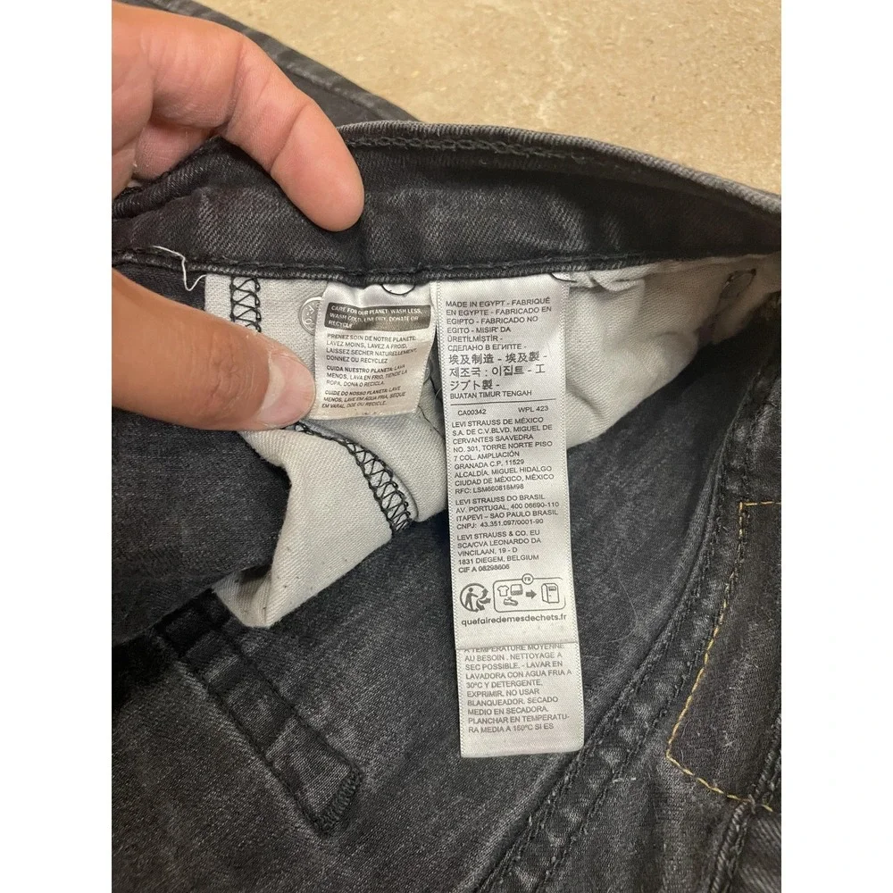 Levis 511 Jeans Mens‎ 36x32 Black Denim Slim Straight Stretch Zip Fly Distressed
